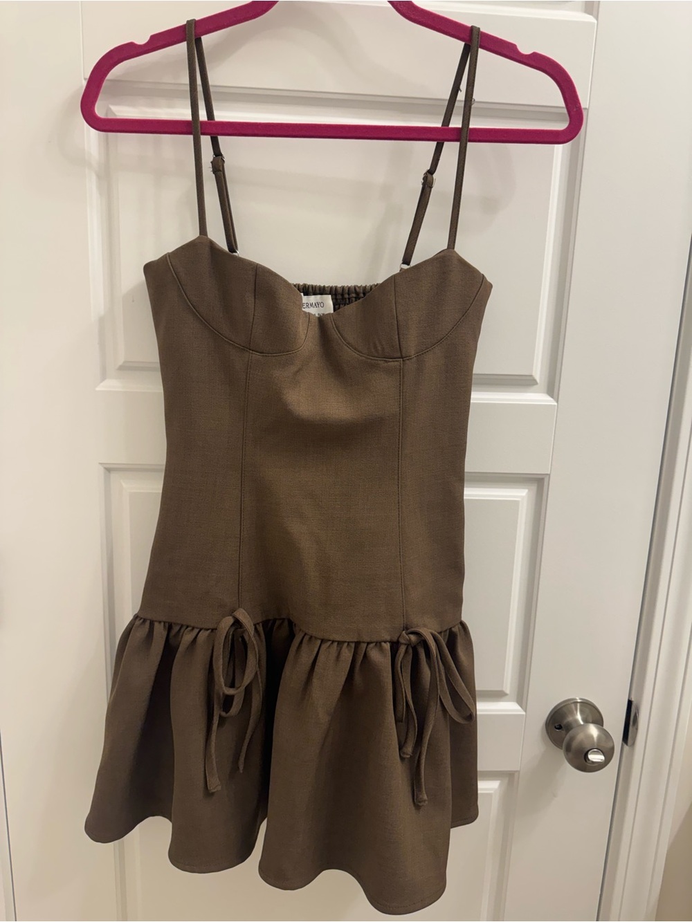 Peppermayo Running Late Mini Dress - Chocolate Brown- US size 4 - Picture 2 of 5